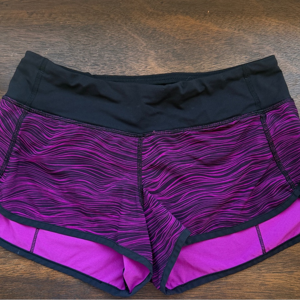 Lululemon Women’s Purple Athletic Running Shorts with Black Waistband